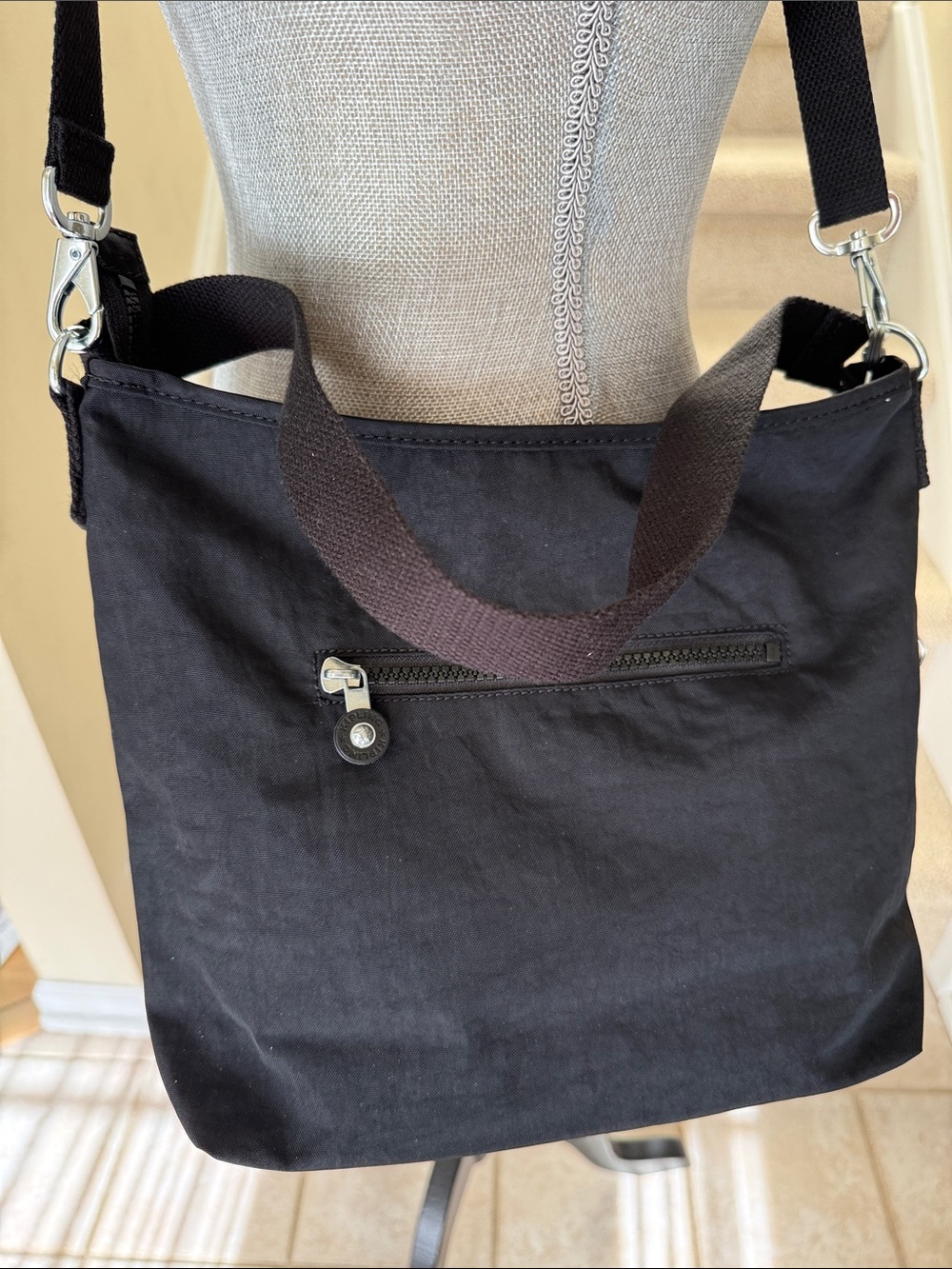 New Kipling Belammie Black Nylon Crossbody or handle Bag with Monkey Keychain. - Picture 13 of 14